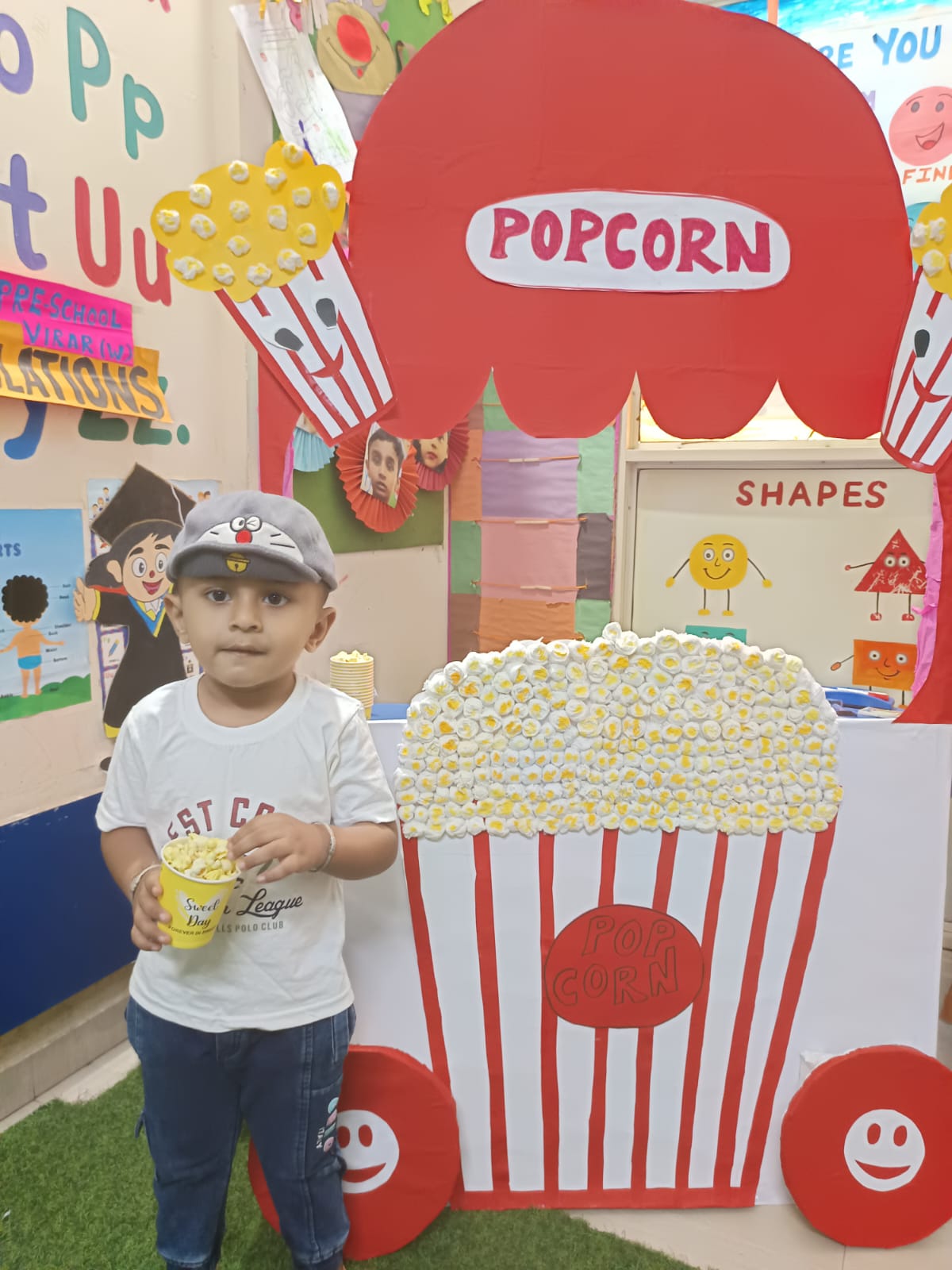 Popcorn-themed learning corner